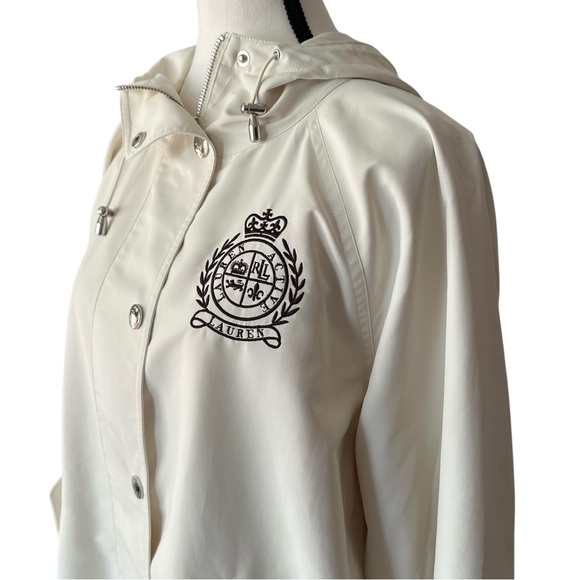 Lauren Active Ralph Lauren Cream Crest Hooded Windbreaker - XL - Y2K Old Money - Picture 2 of 13